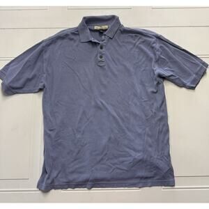 Tommy Bahama Polo Shirt Mens Medium M Blue Silk Cotton Knit Short Sleeve Casual